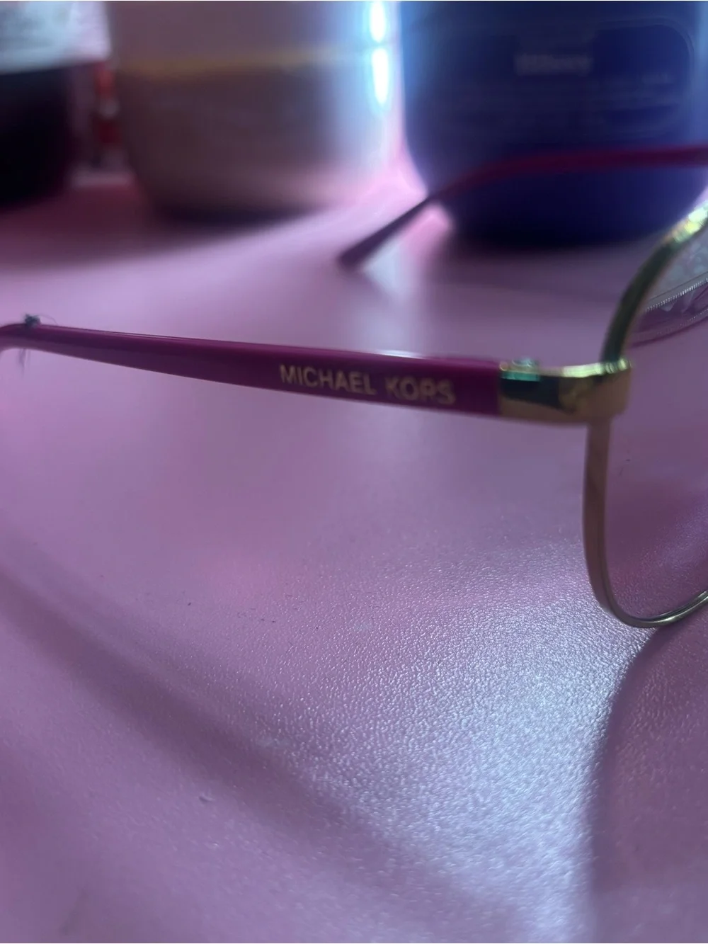 Michael Kors Pink-Tinted Gold Aviator Sunglasses